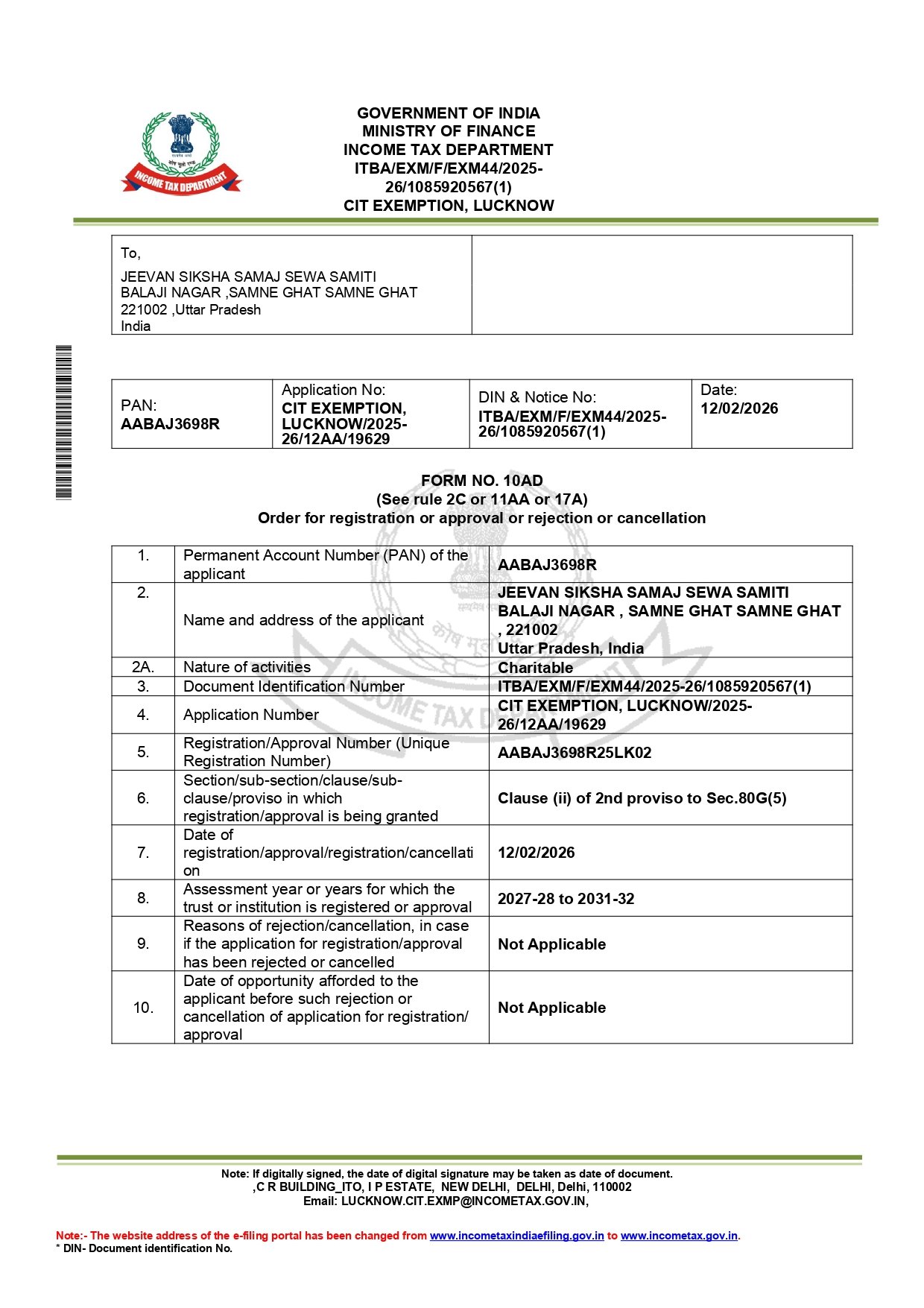 80G Certificate